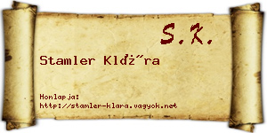 Stamler Klára névjegykártya