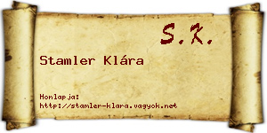 Stamler Klára névjegykártya